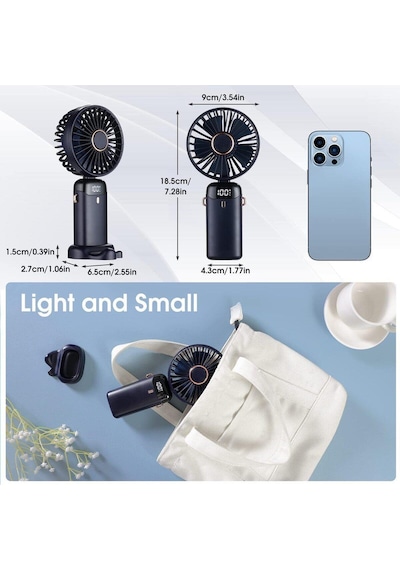 Lcd Ekranlı Şarjlı Mini El Boyun Masa Fanı Seyahat Taşınabilir Fan Aralığı Şarjlı Yüksek Şarj