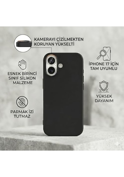Spia Apple İphone 17 İle Uyumlu Kılıf Siyah Lansman Kapak  Apple İphone 17 İle Uyumlu, Siyah 50 x 22