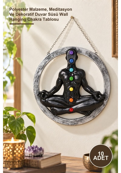 10 Adet 7 Chakra Duvara Asmalı Pano Polyester Malzeme, Meditasyon Ve Dekoratif Duvar Süsü Wall Hanging Chakra Tablosu 1