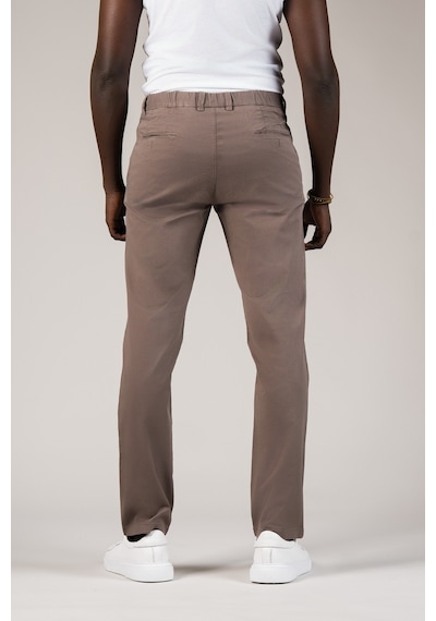 Akçaylar Regular Fit Pamuklu Arka Beli Lastikli Yazlık Chino Pantolon Kahverengi
