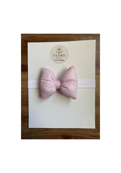 Kız Bebek Fiyonklu & Ponponlu Bandana - Saç Bandı 2'li Set Pembe - Pembe Çizgili Pembe - Pembe Çizgili