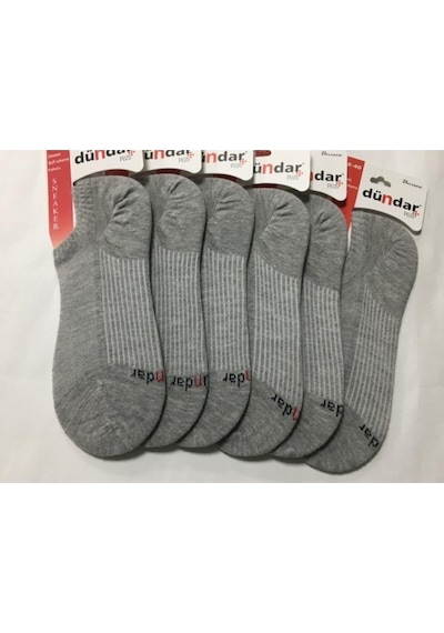 12 Li Bayan Pamuklu Dikişsiz Sneaker Patik Gri