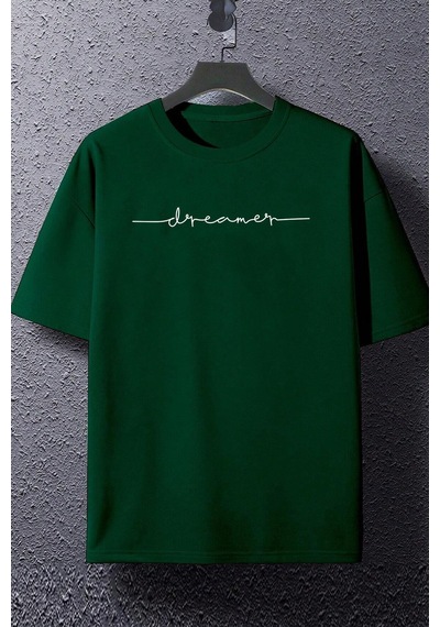 Uyguntarz Unisex Dreamer Baskılı Tasarım T-shirt Yeşil