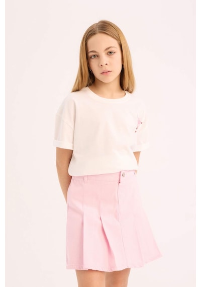 DeFacto Kız Çocuk Pileli Gabardin Etek D9340A825SPPN441 Pembe