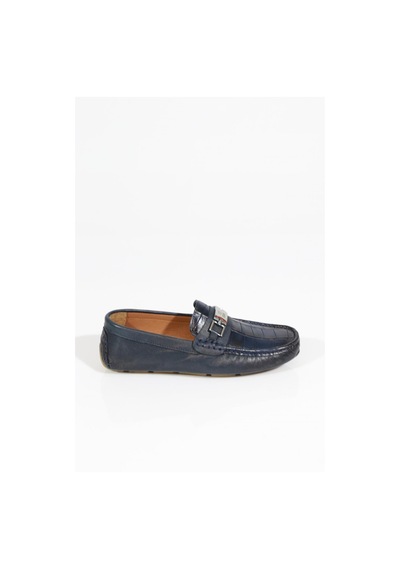 Dgn 1014 Erkek Metal Aksesuarli Comfort Ayakkabi Lacivert Kroko