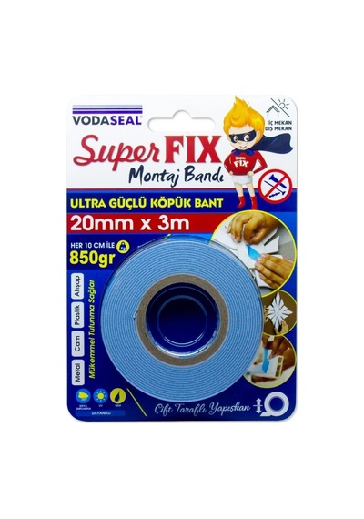 Mey İthalat Plentifulvodaseal Süper Fix Çift Taraflı Montaj Bandı 20 Mm 3 Metre