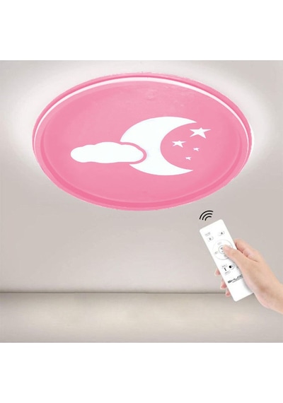 Ömür Avize Pembe Gökyüzü Çocuk Odası Ledli Kumandalı Avize Beyaz