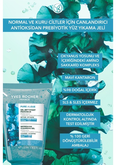 Yves Rocher Yüz Yıkama Jeli-normal Ve Kuru Cilt -pure Algue Nemlendirici Botanik Kompleks 125ml