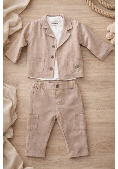 Uğur Bebe Vizon Renk Cool Erkek Bebek Doğal Dokuma Rahat Kesim Takım Şık Ceket Pantolon Gömlek, Özel Gün Vizon Vizon Uğur Bebe Vizon Renk Cool Erkek Bebek Doğal Dokuma Rahat Kesim Takım Şık Ceket Pantolon Gömlek, Özel Gün Vizon Vizon