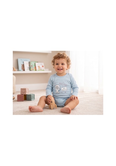 Mother Love %100 Organik Pamuk 2'li Uzun Kol Body 0-36 Ay Mavi
