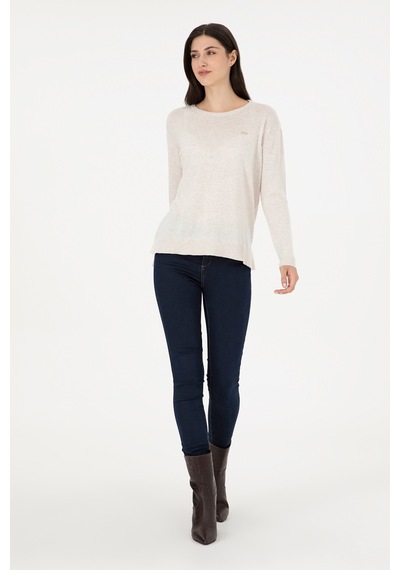 U.S. Polo Assn. Kadın Taş Melanj Basic Bisiklet Yaka Kazak 50288951-VR225