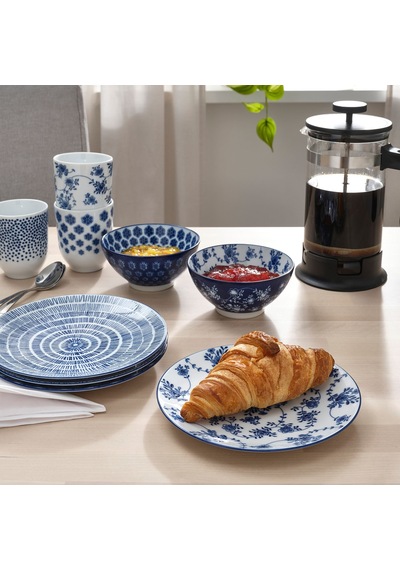 Ikea Entusiasm Tatlı Tabağı Seti 18 Cm 4'lü Mavi - Beyaz