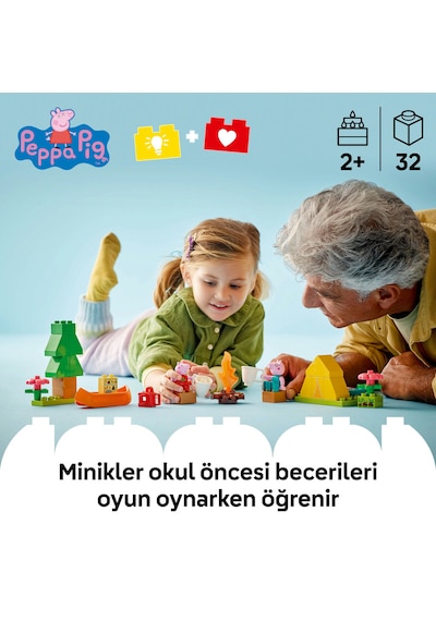 LEGO® DUPLO® Peppa Pig Kamp Gezisi 10452 - 2 Yaş ve Üzeri Çocuklar için Çadır ve Kano İçeren Yaratıcı Oyuncak Yapım Seti (32 Parça)