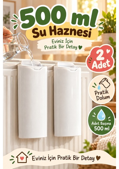 Beyaz Kalorifer Suluğu 2'li Set Her Biri 500 Ml Askılı Petek Su Haznesi Evde İçin Radyatör Aksesuarı