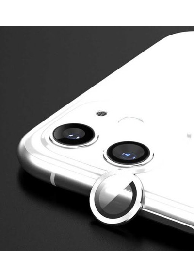 Apple İphone 12 Mini Kamera Koruyucu Lens Mercek Metal Çerçeveli 2li Set Gümüş Gri - Silver