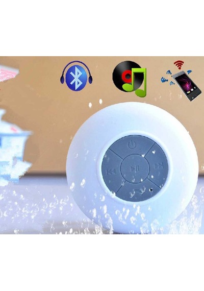 Su Geçirmez Mini Bluetooth Duş Hoparlörü Beyaz