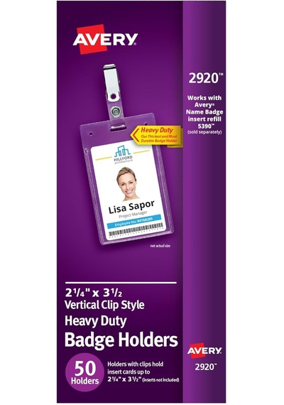 Avery Klipsli Ağır Hizmet Tipi Rozet Tutucuları, 8,9 Cm X 5,7 Cm,