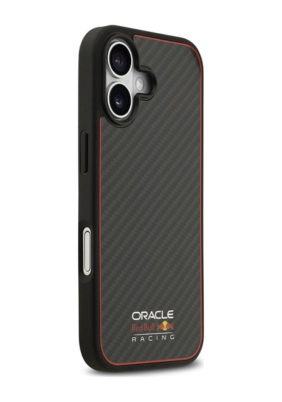 Apple Uyumlu iPhone 17 Kılıf Redbull Lisanslı M-safeli Karbon Fiber Parlayan Logolu Kevlar Kapak Siyah Siyah