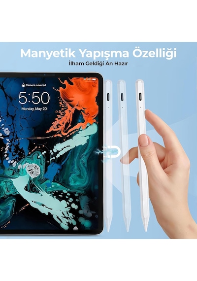Tablet Kalemi İpad Uyumlu Stylus Kalem, Avuç İçi Reddetme & Eğim Özelliği, Hassas Yazım, 2 Yedek Uç Dahil, İpad Pro/ipad Mini/ipad Air Belirtilmemiş