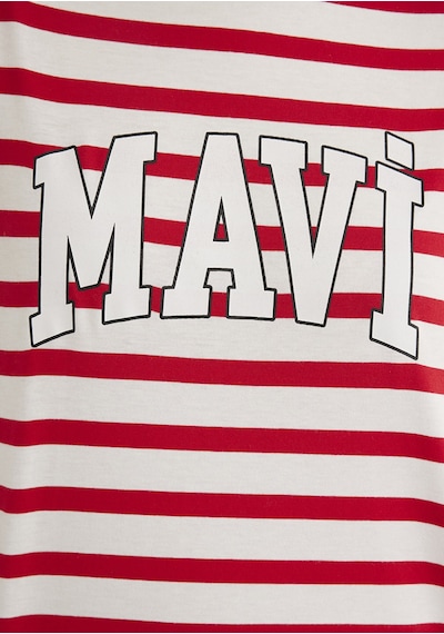 Mavi - Mavi Logo Baksılı Kırmızı Çizgili Tişört 1611360-84475 Kırmızı