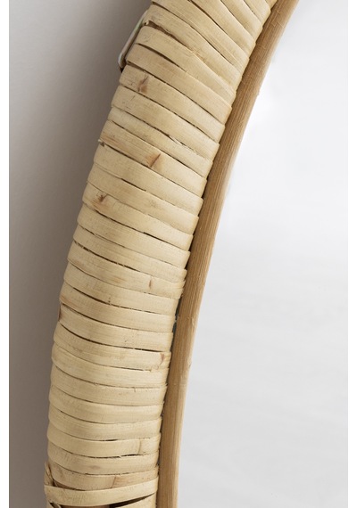 Meander El Yapımı Rattan Yuvarlak Dekoratif Ayna 80cm 8905 Naturel
