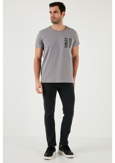 Buratti Bisiklet Yaka Pamuklu Slim Fit Erkek T Shirt 541Quint Açık Gri