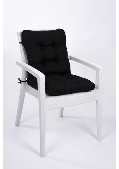 Altınpamuk Neva Pofidik Özel Dikişli Bağcıklı Arkalıklı Sandalye Minderi 44x88 CM Siyah
