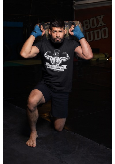 Fitness Dijital Baskılı Unisex Tshirt, Günlük Kullanıma Uygun Pamuklu Regular Tshirt Siyah