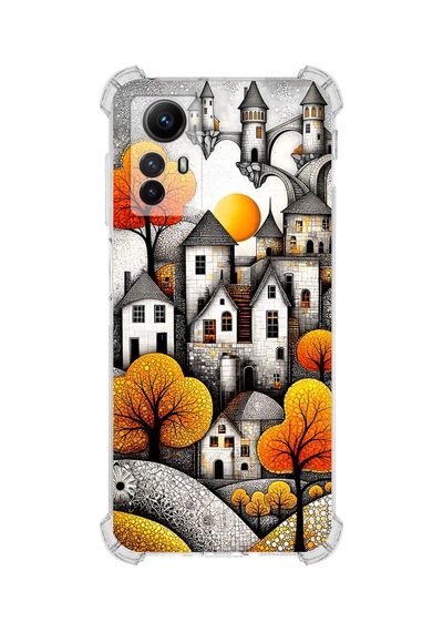 Printify Redmi Note 12s İle Uyumlu Düşlerin Dansı Serisi Göçebe Şatolar Tasarımlı Uv Baskılı Köşe Korumalı Antişok Kılıf Şeffaf