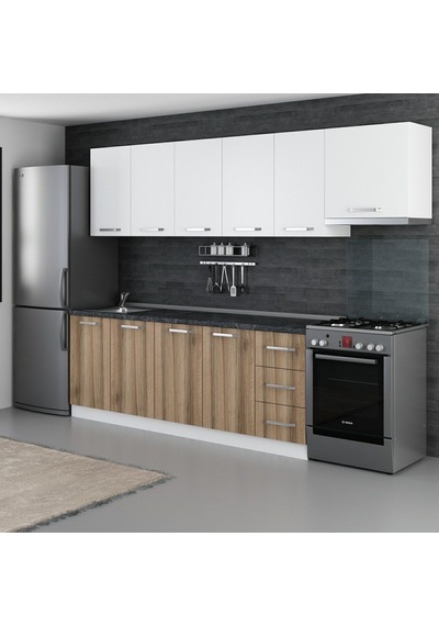 Minar 280 Cm Mutfak Dolabı Beyaz Dore 280-d10