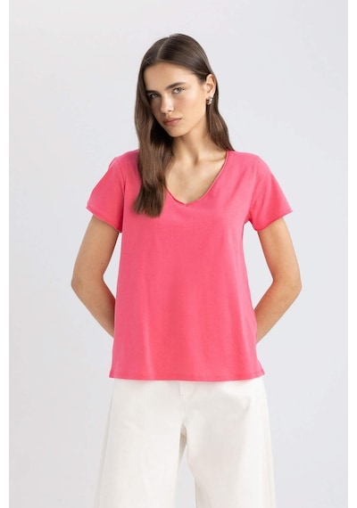 Defacto Regular Fit V Yaka Basic Kısa Kollu Tişört K1507AZ24SMPN239 Pembe Defacto Regular Fit V Yaka Basic Kısa Kollu Tişört K1507AZ24SMPN239 Pembe
