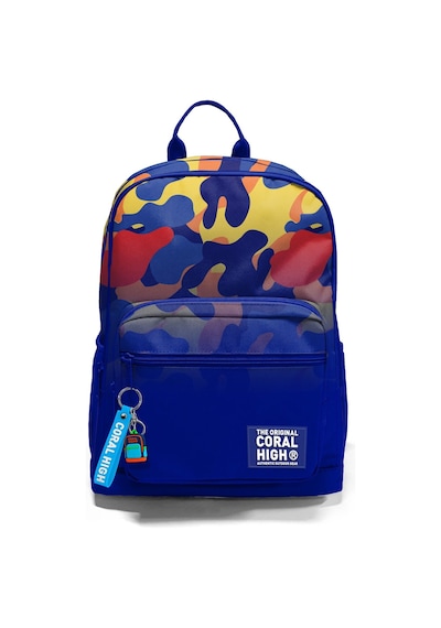 Coral High Dört Gözlü İlk Ve Ortaokul Çantası - Erkek Çocuk Mavi Çok Renkli Kamuflaj Desenli 33239