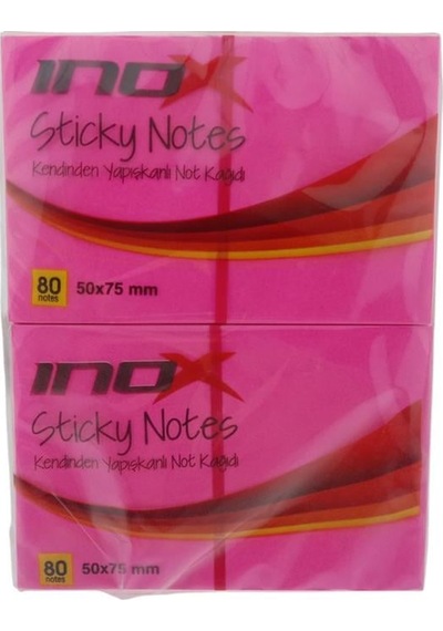 İnox Post-it 50x75 Fosforlu Pembe 80 Yaprak 12'li Paket