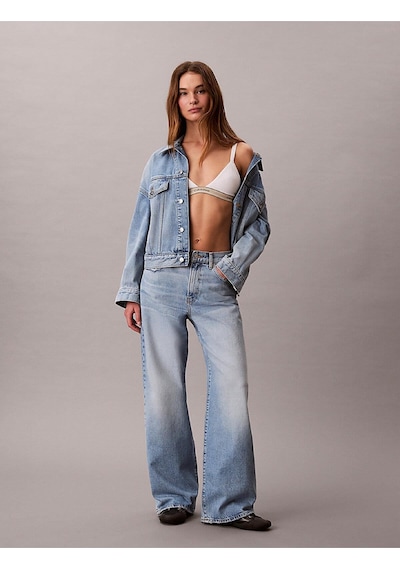 Calvin Klein Kadın Wide Leg Tinted Cruise Jean-14754 Mavi