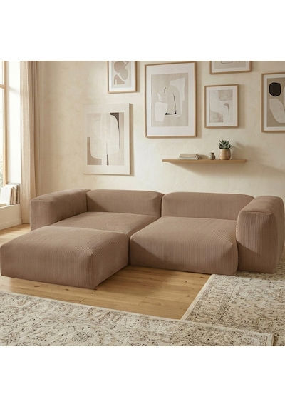 Relax Köşe Koltuk Takımı Sünger Koltuk Kanepe Divan Sütlü Kahverengi