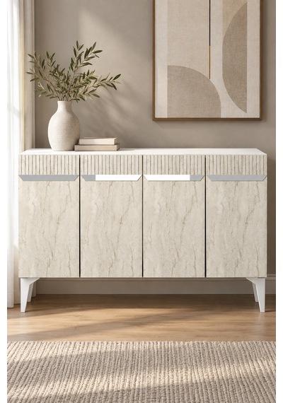 Ka1244bts Duma Konsol Beyaz-traverten-silver 120cm Beyaz - Traverten - Sılver Ka1244bts Duma Konsol Beyaz-traverten-silver 120cm Beyaz - Traverten - Sılver