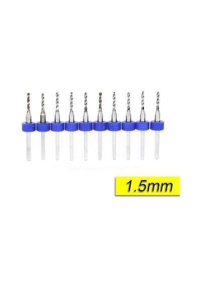PCB Mikro Karbür CNC Matkap Ucu 10lu Set 1,50mm Tungsten 18 Shank
