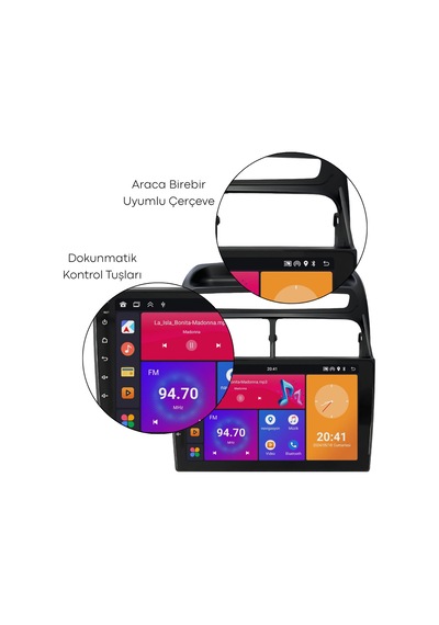 Fiat Linea Android Multimedya Sistemi 2007-2016 4gb Ram, 64gb Hafıza, Bluetooth, Carplay & Android Auto Kamera  9"