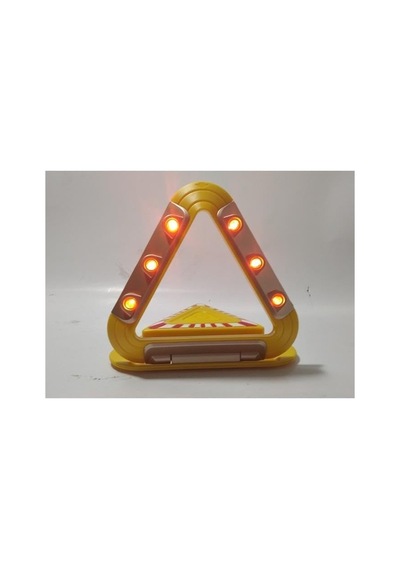 15x3 Cm Flaşörlü Üçgen Reflektör Kaza Tamir Lastik Değişimi Uyarı Lambası 3 Adet Pille Çalışır