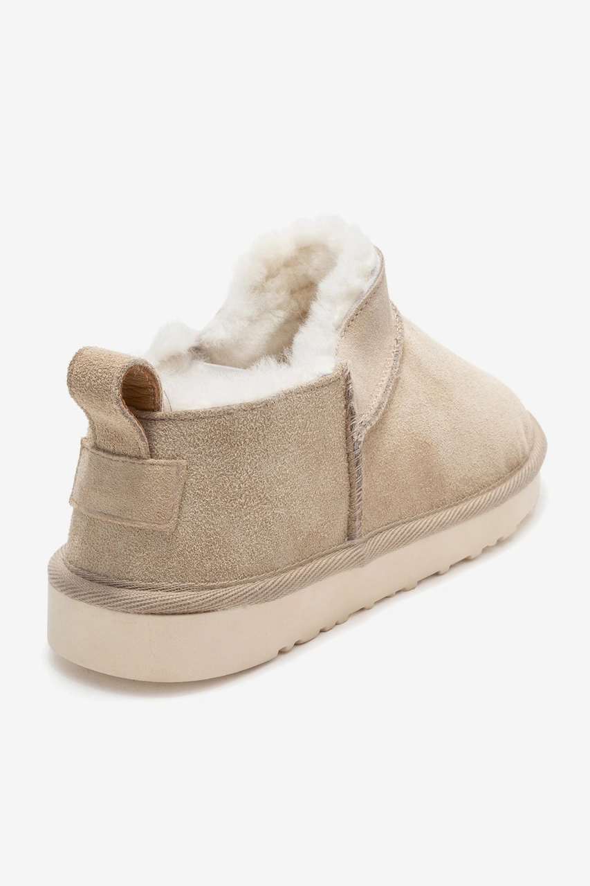 Luvishoes Luvi Shoes Novelle Bej Süet Hakiki Deri Kürklü Kadın Bilekte Bot Bej Süet