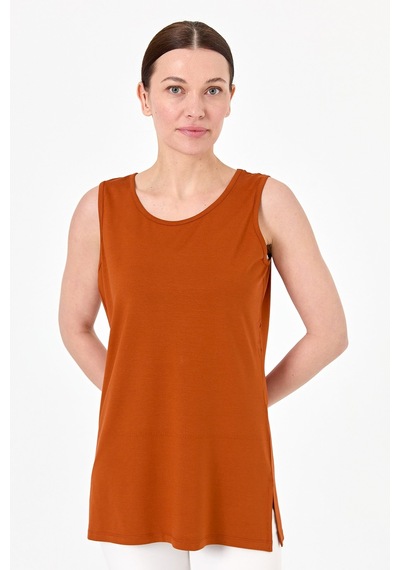 Kadın Askılı Penye T-shirt Taba Taba