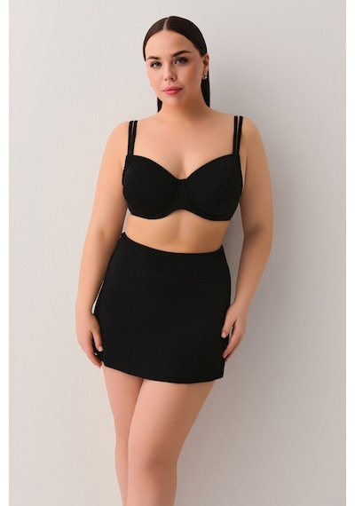 Suwen Balenli Körüklü Toparlayıcı Bikini Üst Sbn26940012 Siyah