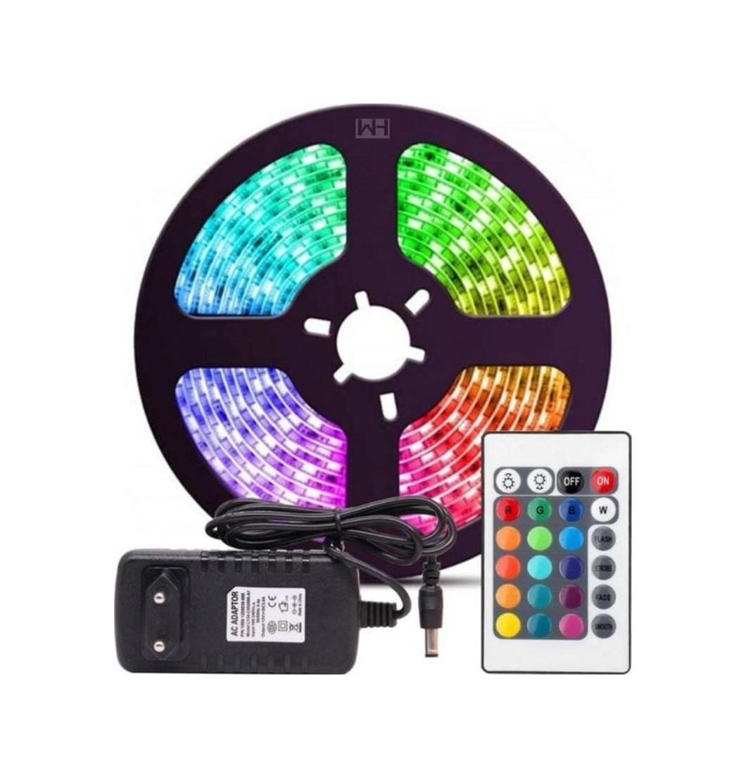 5 Metre Tak Çalıştır Kumandalı, 96 Renk Rgb Şerit Led Tv Ünitesi, Mutfak Tezgahı, Vitrin, Tavan Ledi