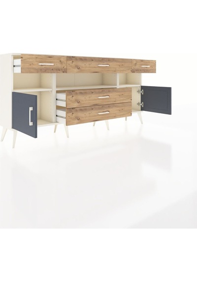 Arges Konsol 3 Raflı 5 Çekmeceli 2 Kapaklı 176x30x83 Aytaşı-antrasit/çam Antrasit/çam Arges Konsol 3 Raflı 5 Çekmeceli 2 Kapaklı 176x30x83 Aytaşı-antrasit/çam Antrasit/çam