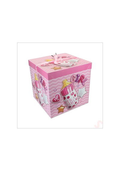 Kapaklı, Katlanır Demonte Karton Kutu, 30cm - Biberon & Pembe