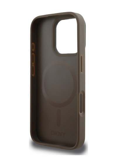 Apple iPhone 16 Pro Max Uyumlu Kılıf Dkny Lisanslı Magsafe Şarj Özellikli Pu Deri Plain Kapak Kahverengi