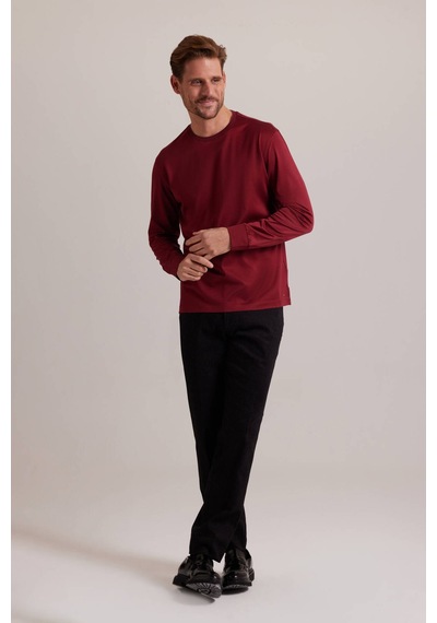 Ysf Erkek Bordo Bisiklet Yaka Pamuklu Sweatshirt