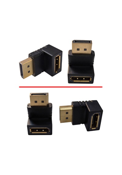 Display Port L Tipi 90 Derece Dişi Erkek Çevirici 2'li Set