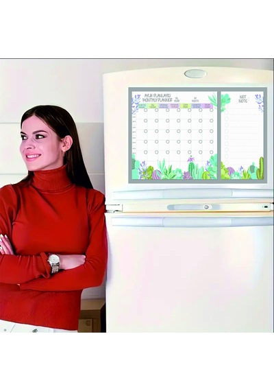 Aylık Magnet Planlayıcı 1 Adet 34,5x49,5 Cm Ve 2 Kalem Hediyeli Aylık Magnet Planlayıcı Çok Renkli