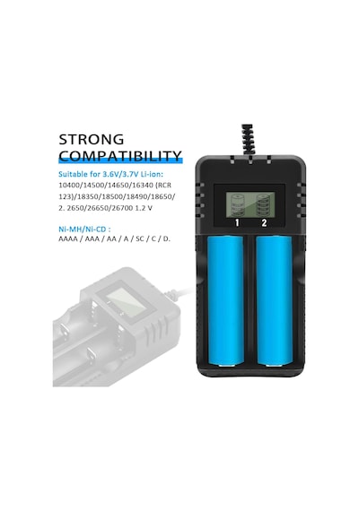 Akü Şarj Cihazı Lcd Ekran Lityum İyon Pil Şarj Cihazı Akıllı Hızlı Şarj 2 Yuvalı Kafa Çok Sayıda 3,7 V 26650/18650/14500/16340 Lityum İyon Piller İle Uyumlu Small